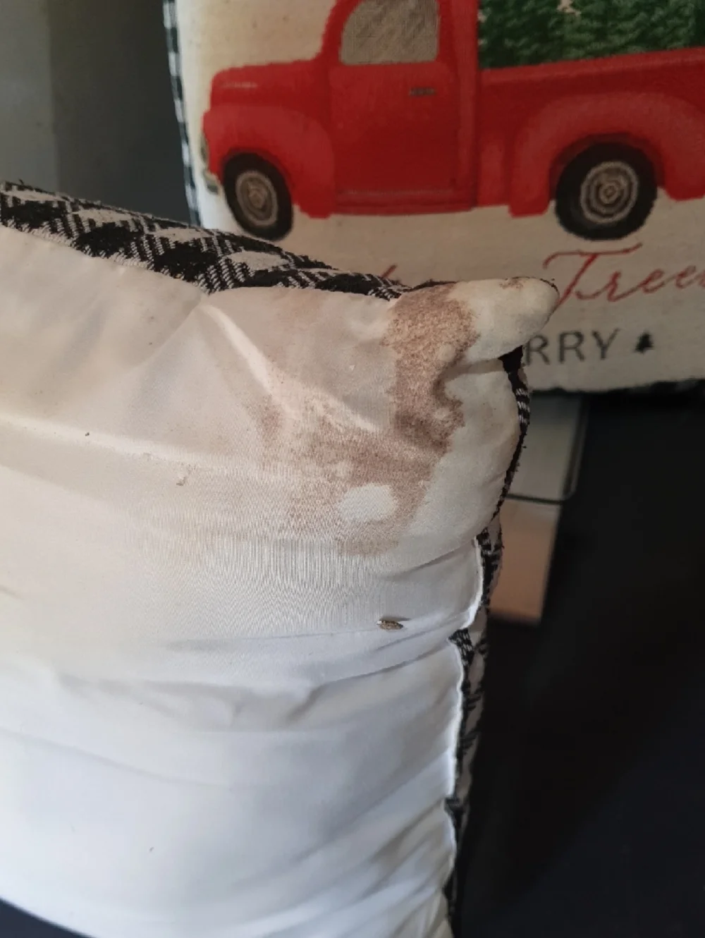 Farm Fresh Red Truck Christmas Pillow - Holiday Home Decor